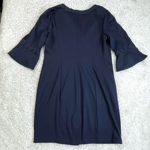 Talbots EMBROIDERED FLOUNCE-SLEEVE SHIFT DRESS Event Wedding Guest Party 14P - Picture 3 of 12